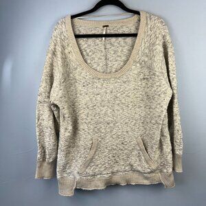 Free‎ People Cotton Wool Alpaca Oversized Nubby Sweater Kangaroo Pocket Size M